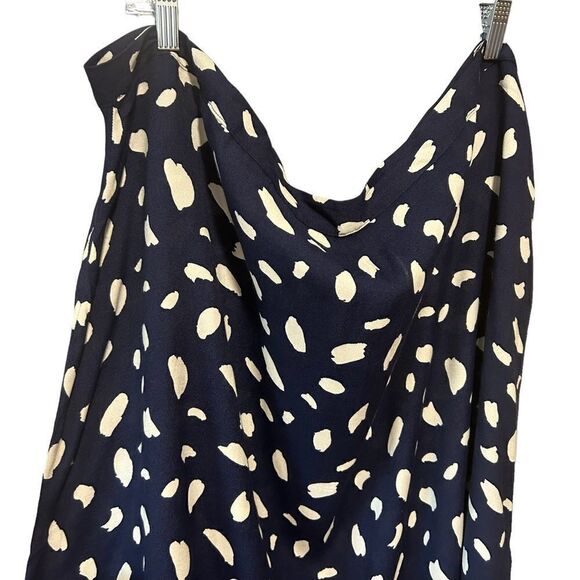 Reformation Bea Paint Splatter Spot Navy Blue MIDI Skirt - Picture 4 of 10